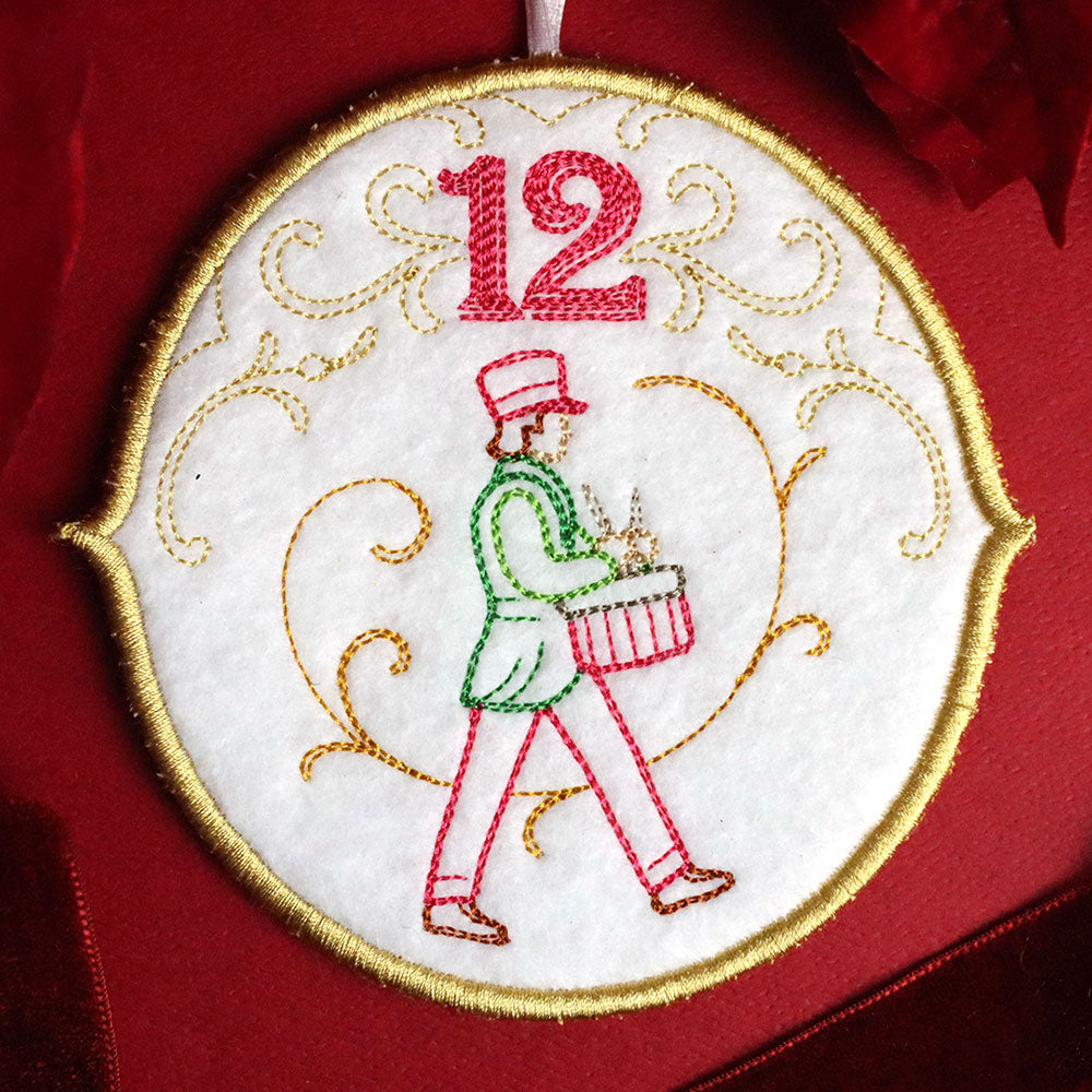 Regal 12 Days of Christmas - Twelve Drummers Drumming Ornament (In-the-Hoop)