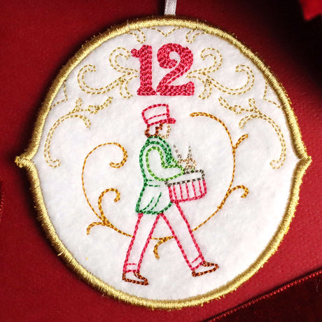 Regal 12 Days of Christmas - Twelve Drummers Drumming Ornament (In-the-Hoop)