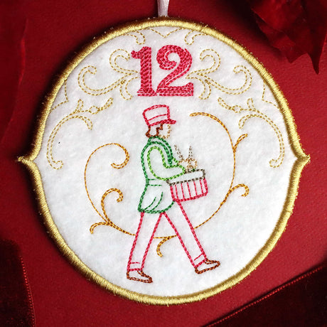 Regal 12 Days of Christmas - Twelve Drummers Drumming Ornament (In-the-Hoop)