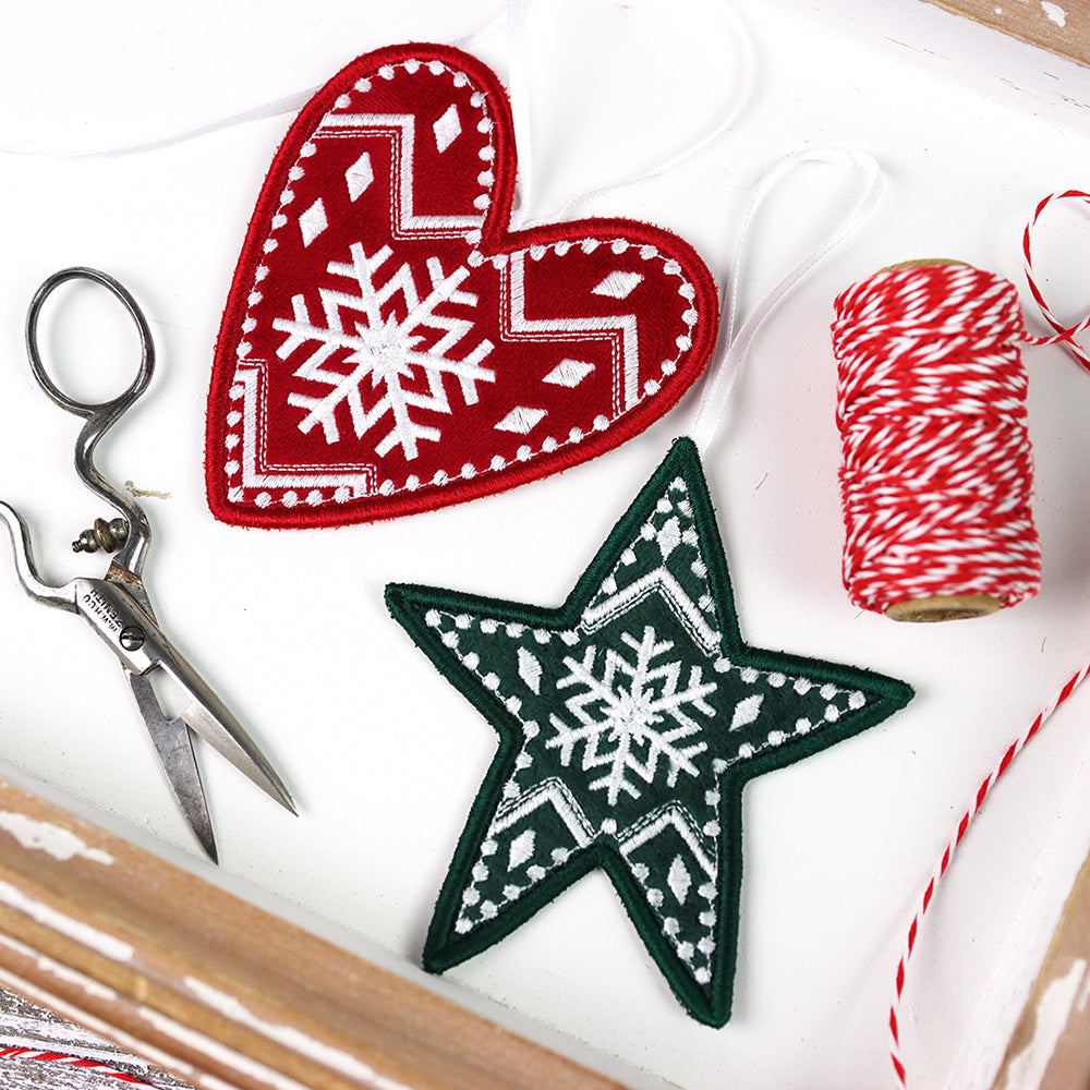 Primitive Nordic Heart Ornament (In-the-Hoop)