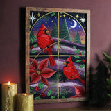 Christmas Night Cardinals Panel Scene