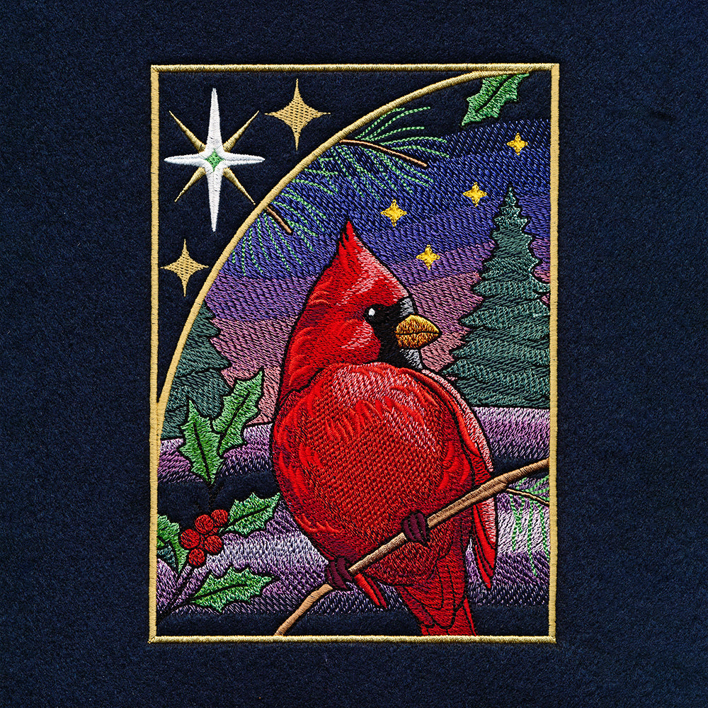 Christmas Night Cardinals Panel Scene