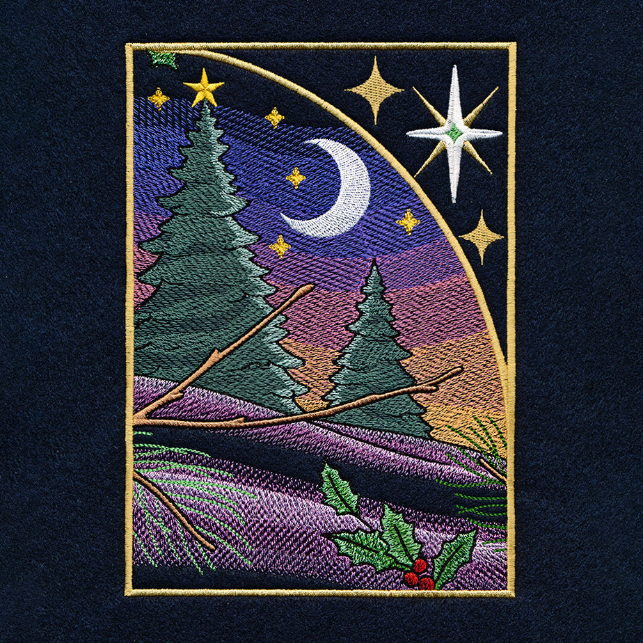 Christmas Night Cardinals Panel Scene