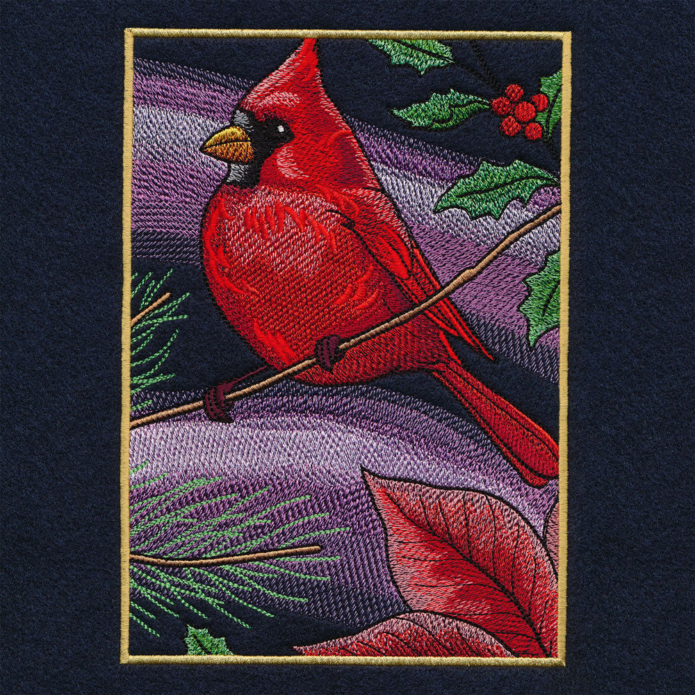 Christmas Night Cardinals Panel Scene