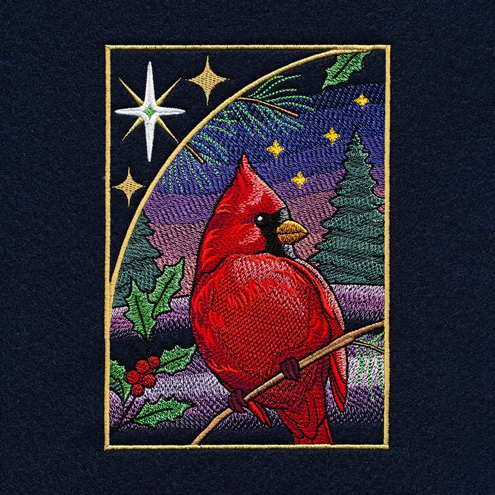 Christmas Night Cardinals Panel Scene