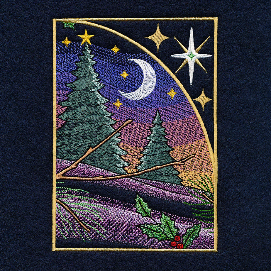 Christmas Night Cardinals Panel Scene