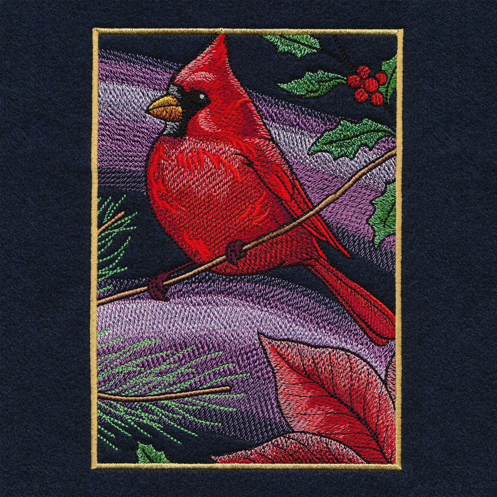 Christmas Night Cardinals Panel Scene