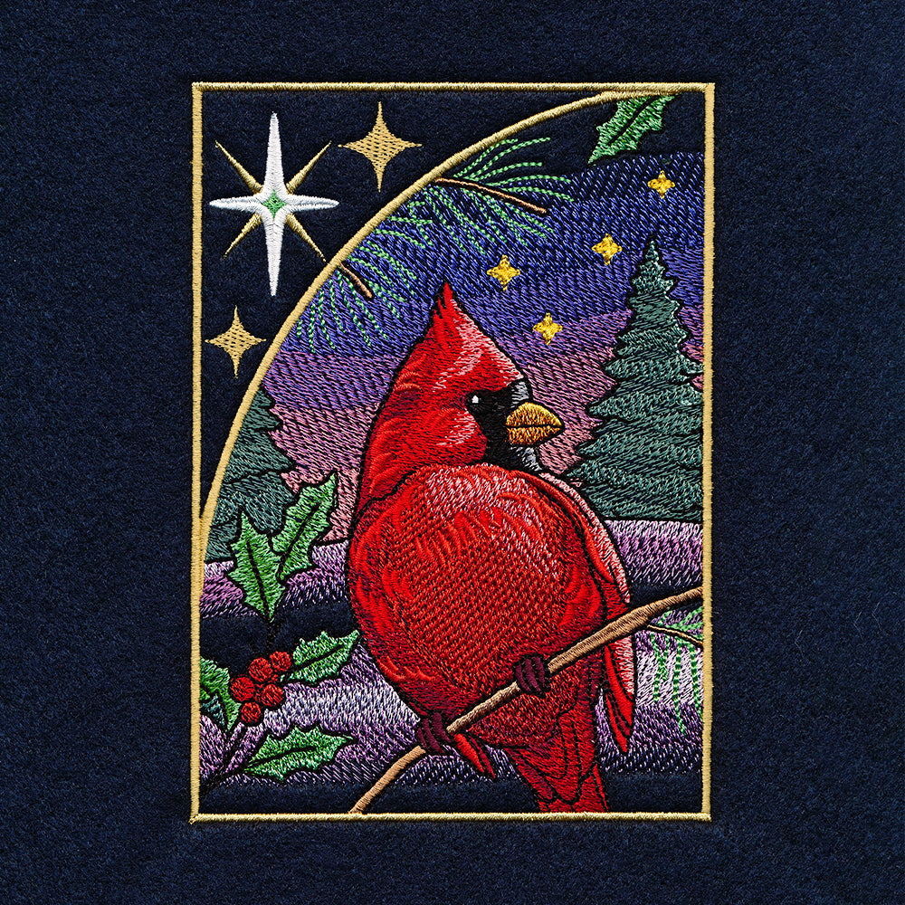 Christmas Night Cardinals Panel Scene