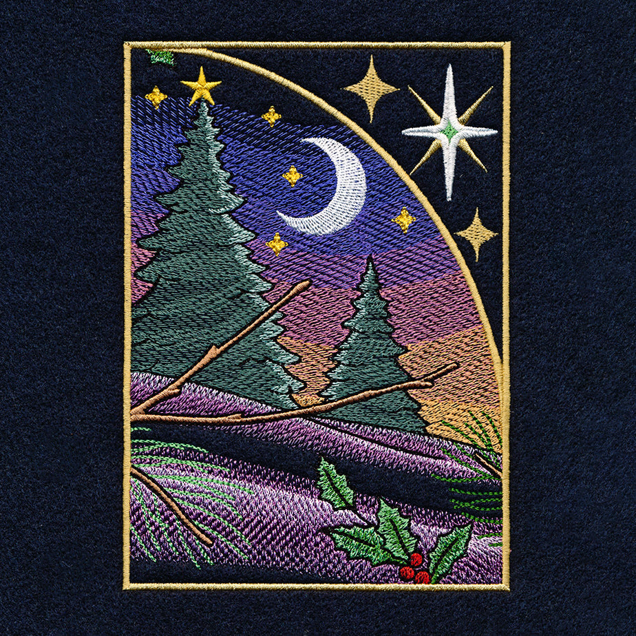 Christmas Night Cardinals Panel Scene