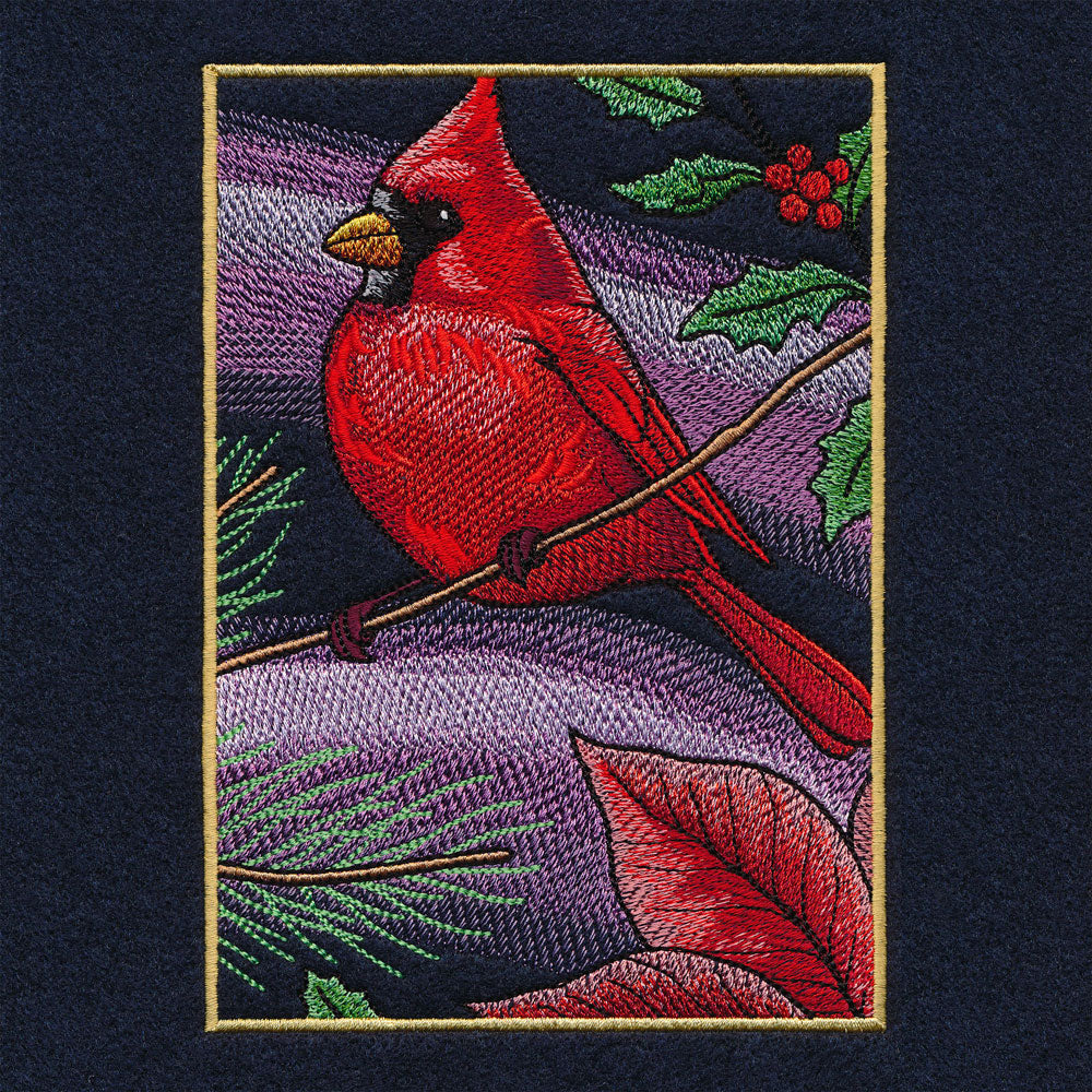 Christmas Night Cardinals Panel Scene