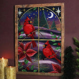 Christmas Night Cardinals Panel Scene