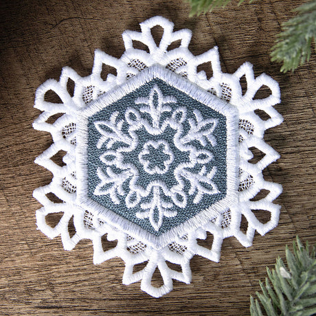 Lace Edge Snowflake Coaster 3 (In-the-Hoop)