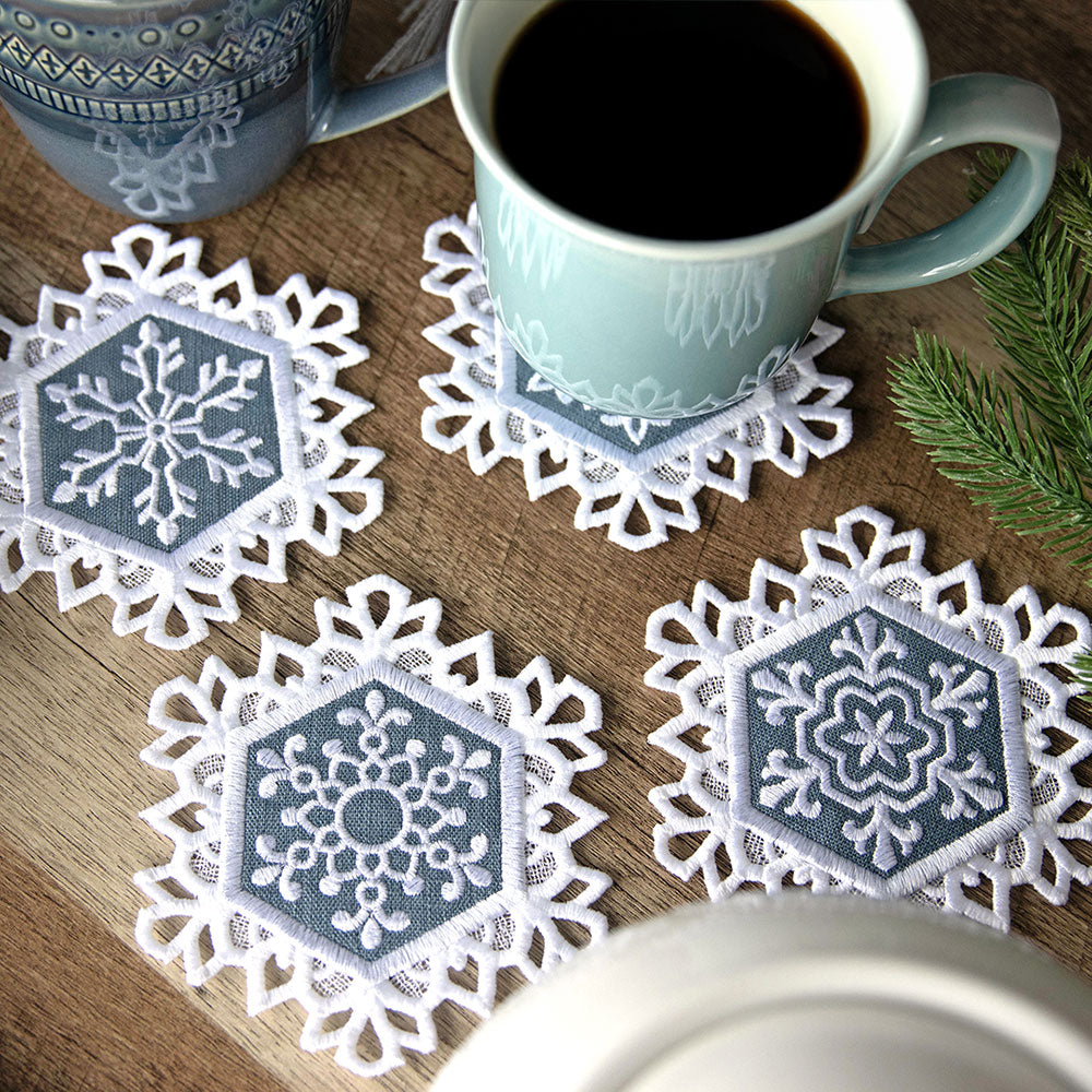 Lace Edge Snowflake Coaster 4 (In-the-Hoop)