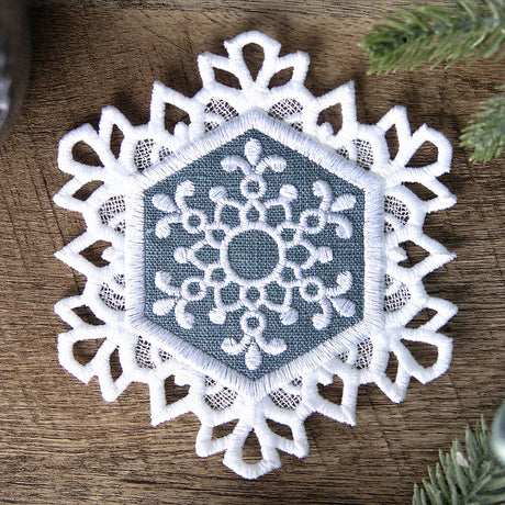 Lace Edge Snowflake Coaster 4 (In-the-Hoop)
