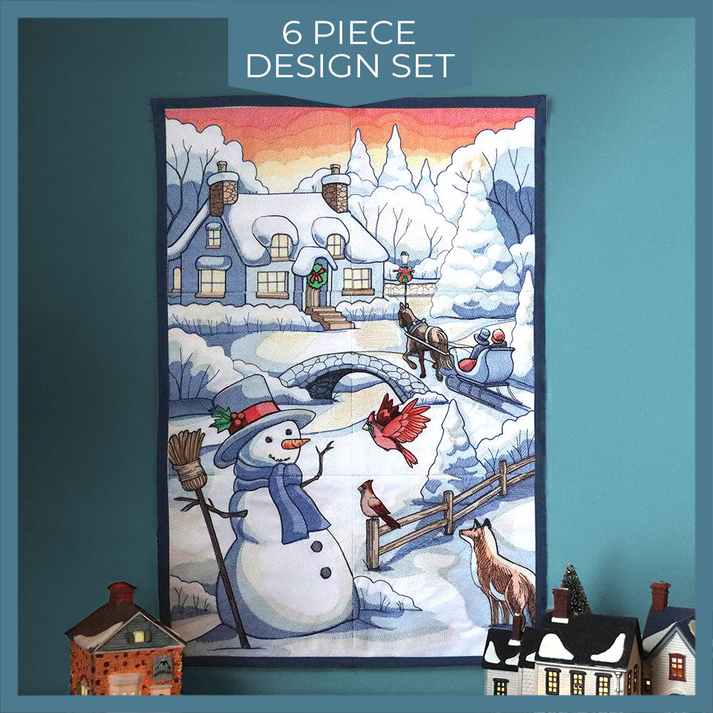 Snowy Winter Cottage Scene