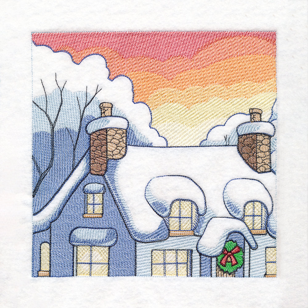 Snowy Winter Cottage Scene
