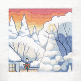 Snowy Winter Cottage Scene