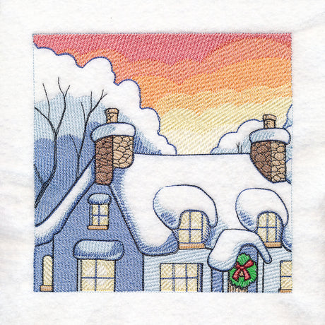 Snowy Winter Cottage Scene