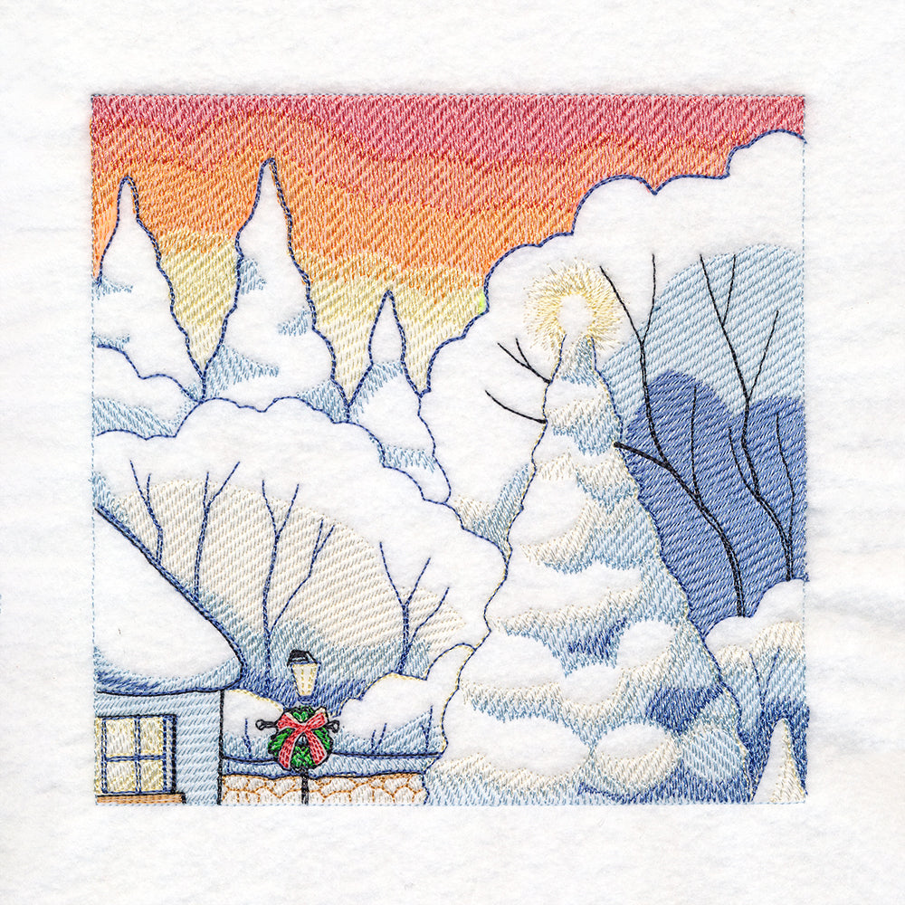 Snowy Winter Cottage Scene