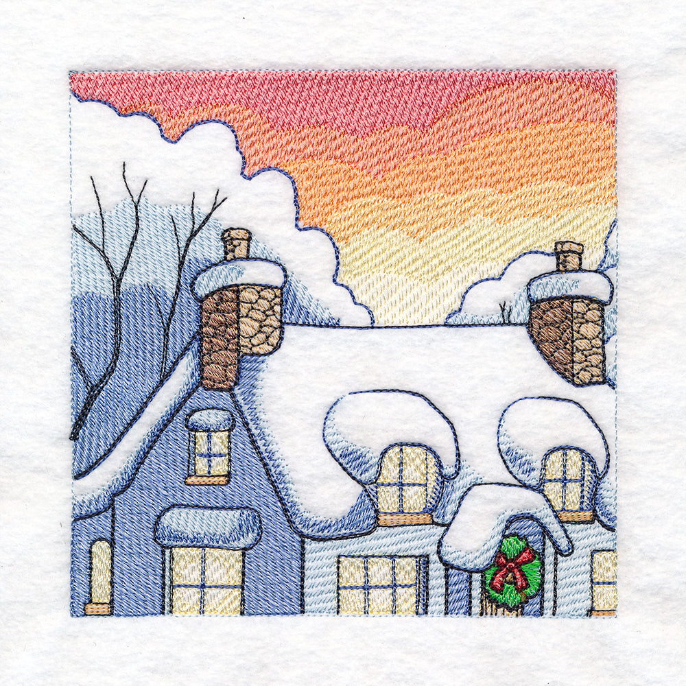 Snowy Winter Cottage Scene