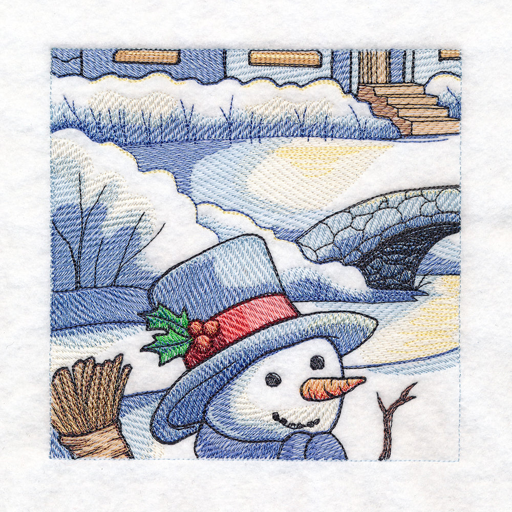 Snowy Winter Cottage Scene