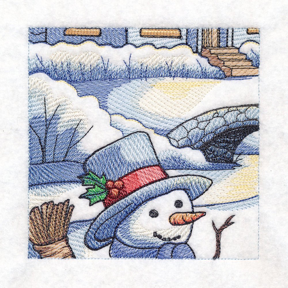 Snowy Winter Cottage Scene