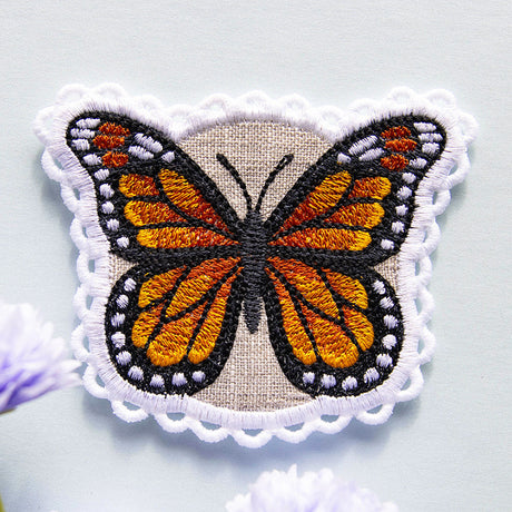Lace Edge Butterfly Coaster - Monarch (In-the-Hoop)