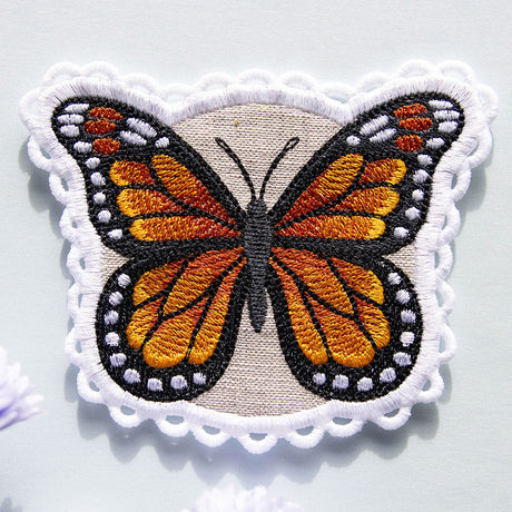 Lace Edge Butterfly Coaster - Monarch (In-the-Hoop)