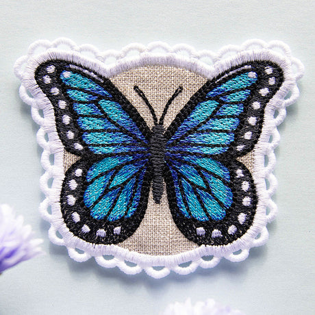 Lace Edge Butterfly Coaster - Blue Morpho (In-the-Hoop)