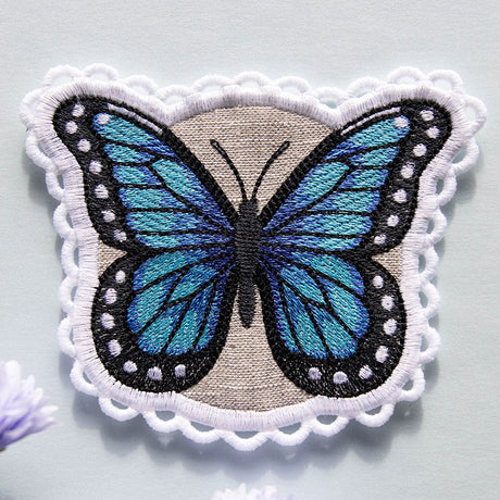 Lace Edge Butterfly Coaster - Blue Morpho (In-the-Hoop)