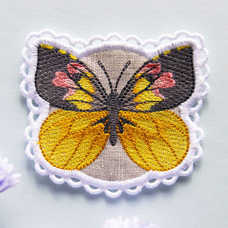 Lace Edge Butterfly Coaster -California Dogface (In-the-Hoop)