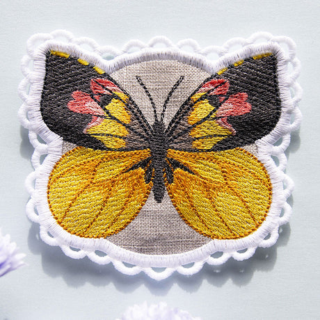 Lace Edge Butterfly Coaster -California Dogface (In-the-Hoop)