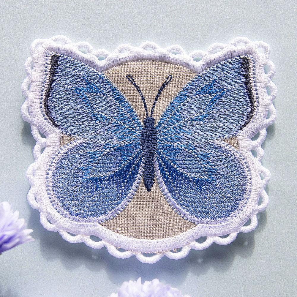 Lace Edge Butterfly Coaster - Spring Azure (In-the-Hoop)