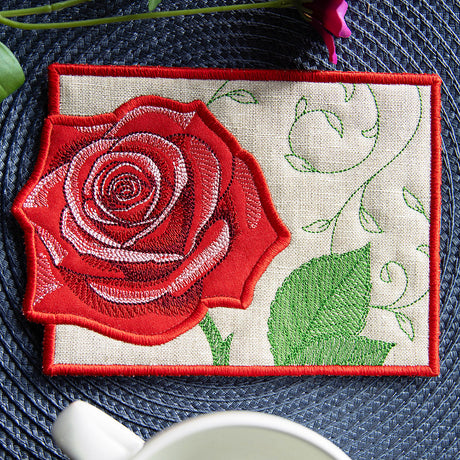 Bloom Mug Rug - Rose (In-the-Hoop)