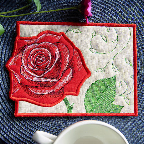Bloom Mug Rug - Rose (In-the-Hoop)