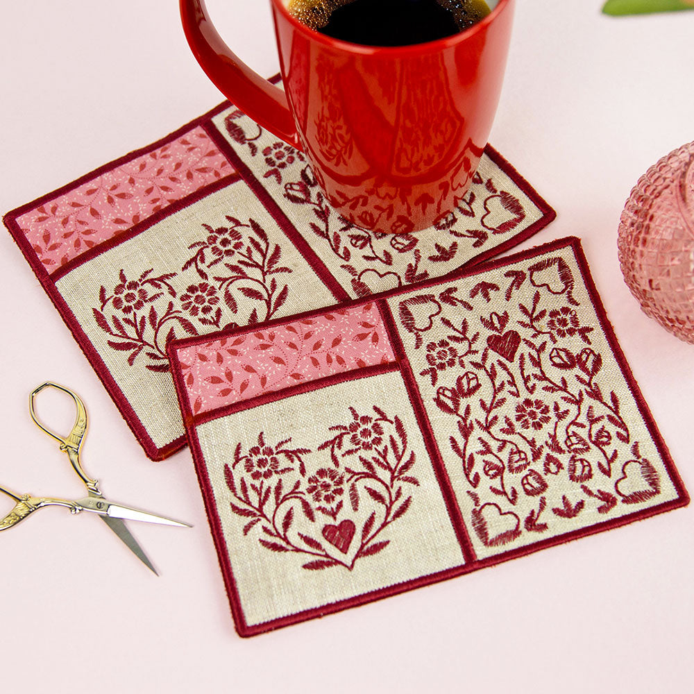 Heart Pocket Mug Rug (In-the-Hoop)