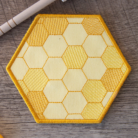 Buzzin' Bee Hexagon Coaster (In-the-Hoop)