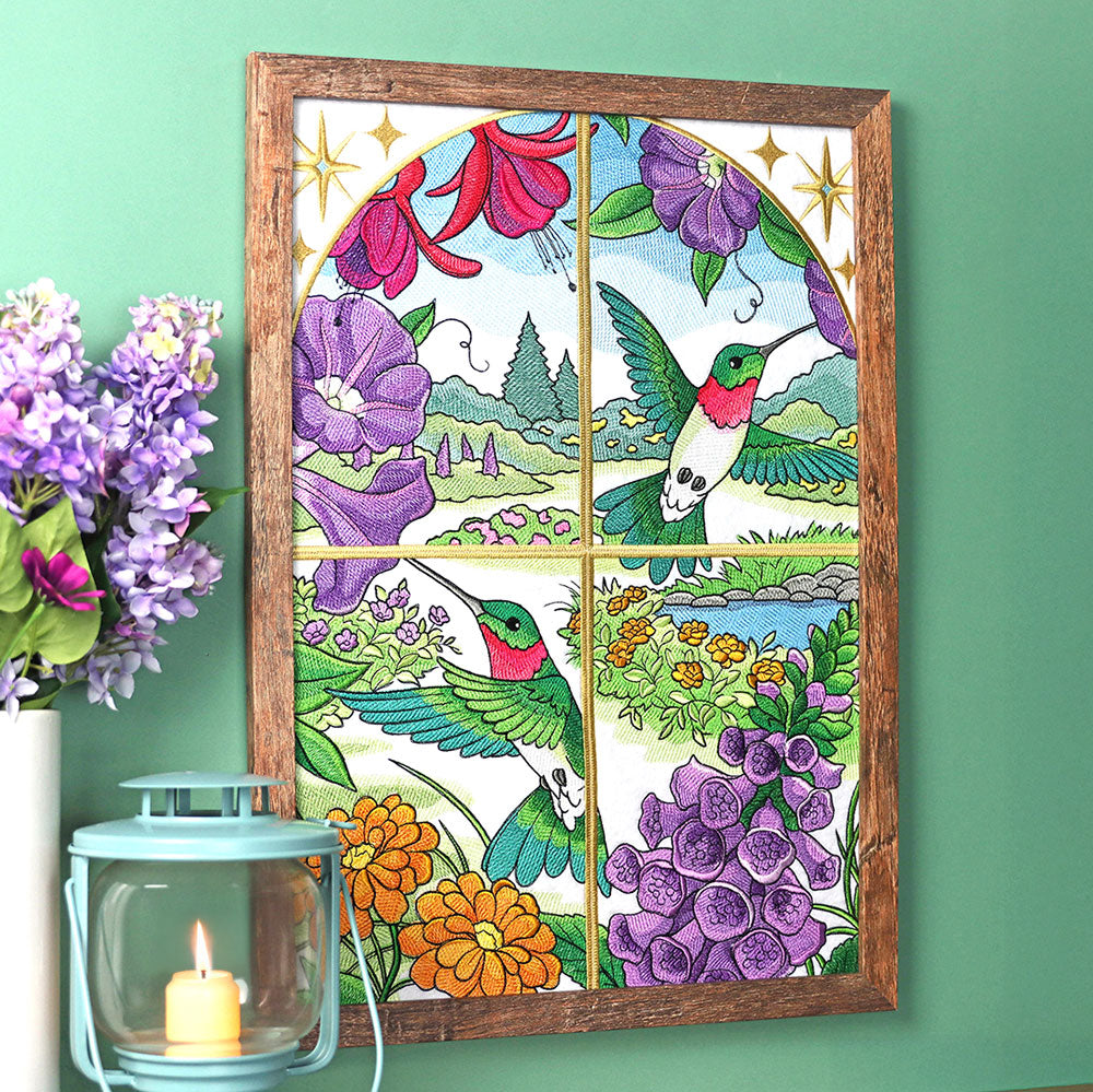 Spring Hummingbirds Panel Scene