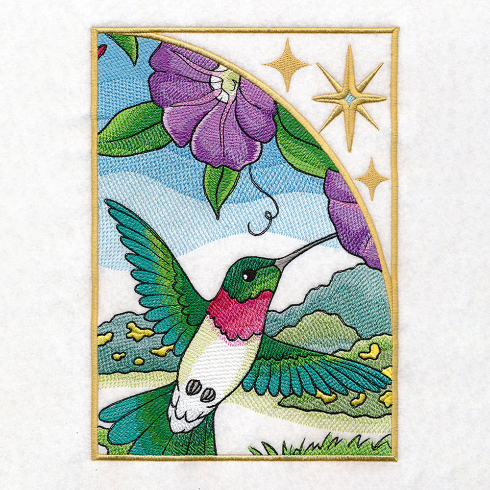Spring Hummingbirds Panel Scene