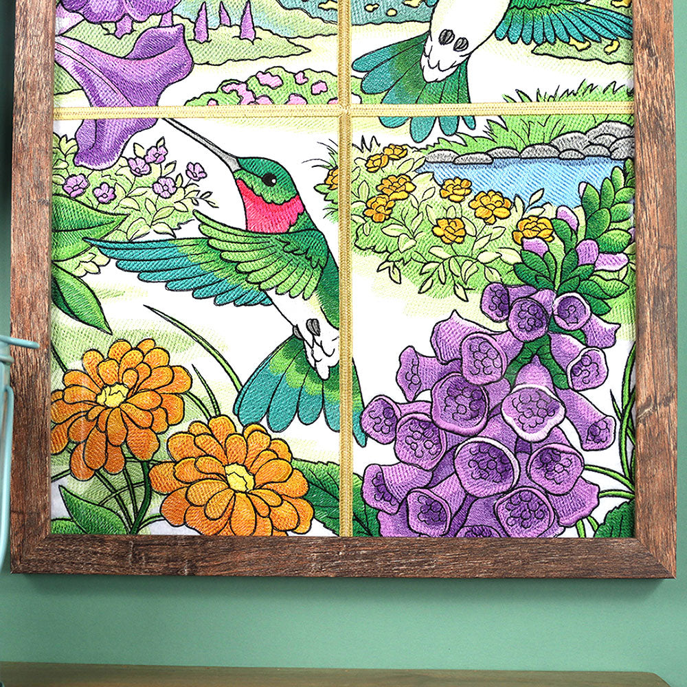 Spring Hummingbirds Panel Scene