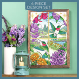 Spring Hummingbirds Panel Scene