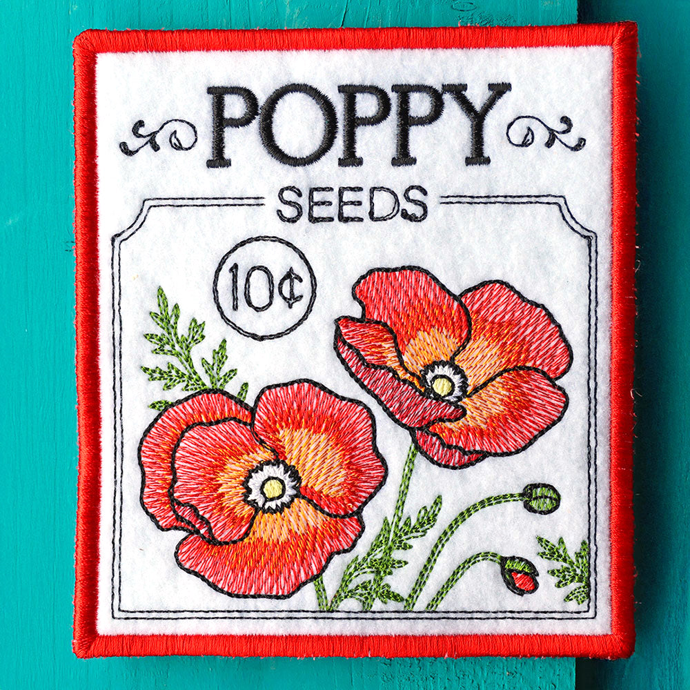 Garden Seed Packet Coaster - Poppy (In-the-Hoop)