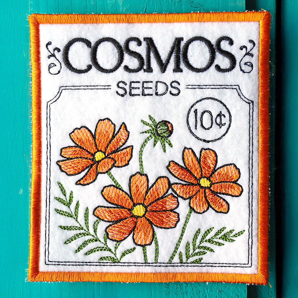 Garden Seed Packet Coaster - Cosmos (In-the-Hoop)