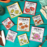 Garden Seed Packet Coaster - Peony (In-the-Hoop)