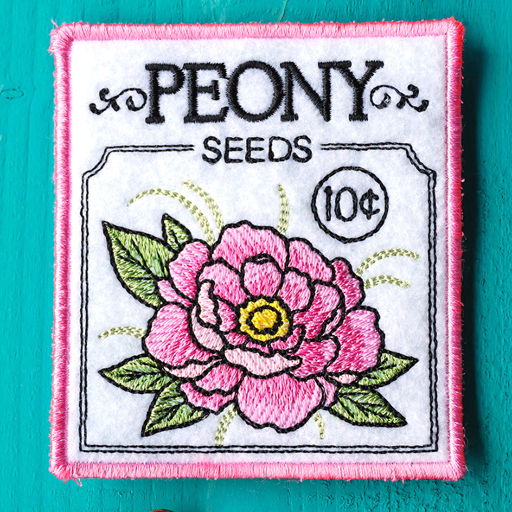 Garden Seed Packet Coaster - Peony (In-the-Hoop)