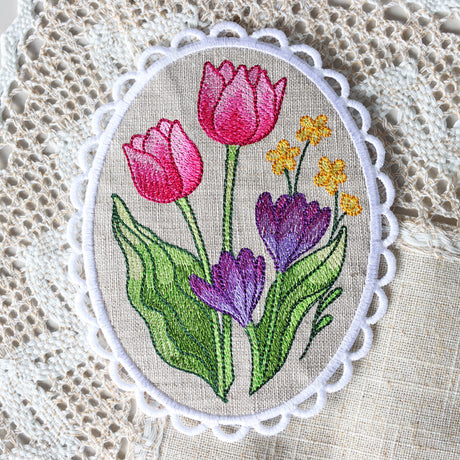 Lace Edge Floral Mug Rug  (In-the-Hoop)