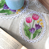 Lace Edge Floral Mug Rug  (In-the-Hoop)