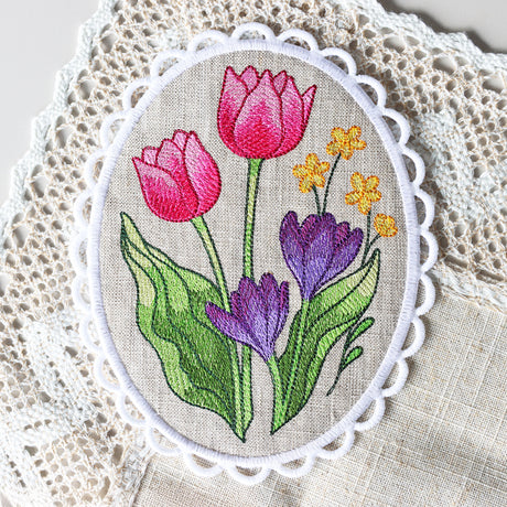 Lace Edge Floral Mug Rug  (In-the-Hoop)