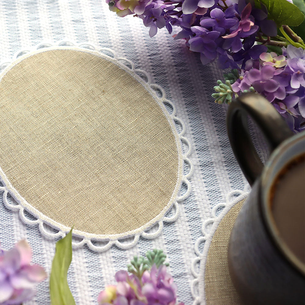 Blank Lace Edge Oval Mug Rug (In-the-Hoop)