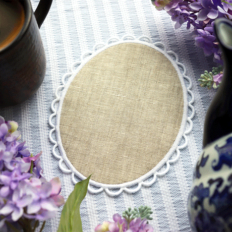 Blank Lace Edge Oval Mug Rug (In-the-Hoop)